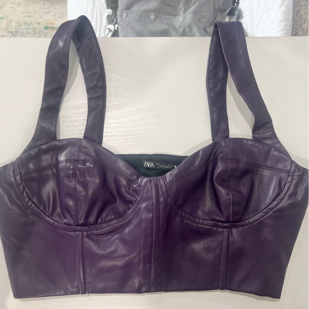 Zara Dark Purple Leather Bustier